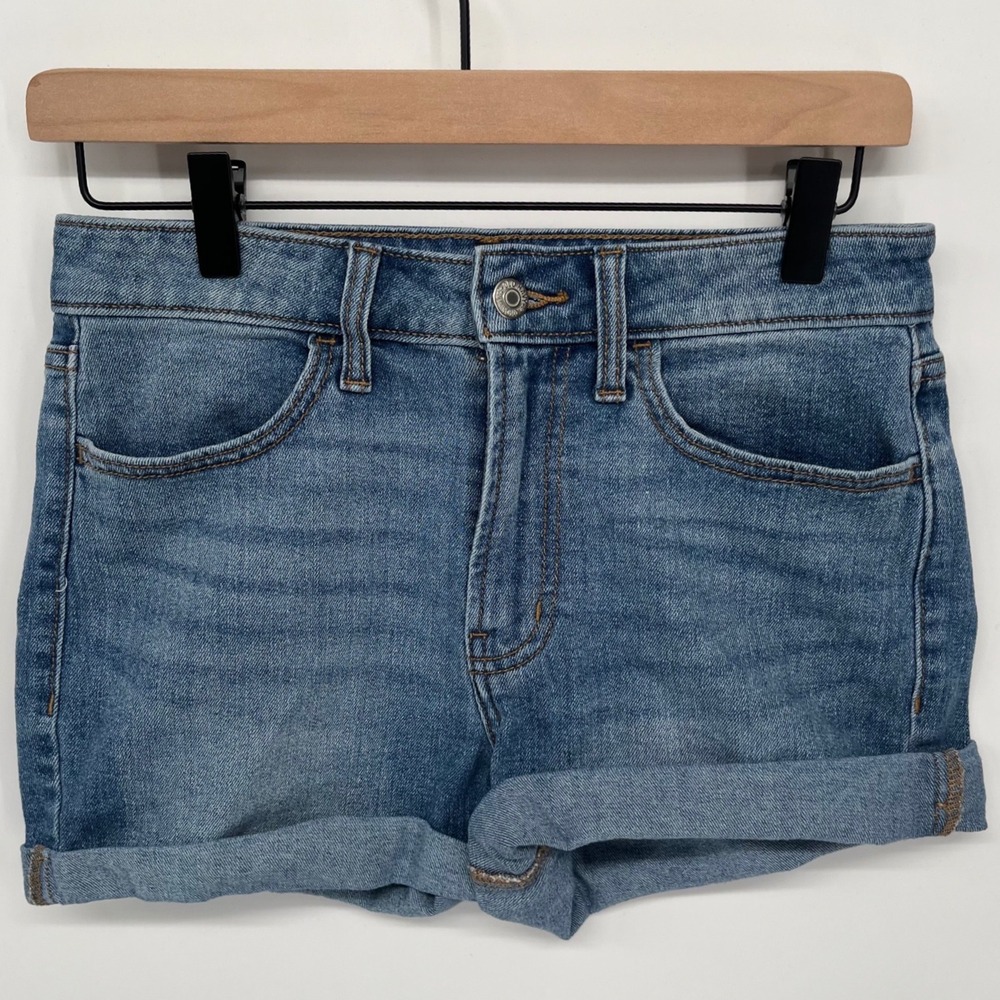 Old Navy High-Rise WOW Jean Shorts Women 4 Blue Denim Rolled Hem Casual Summer